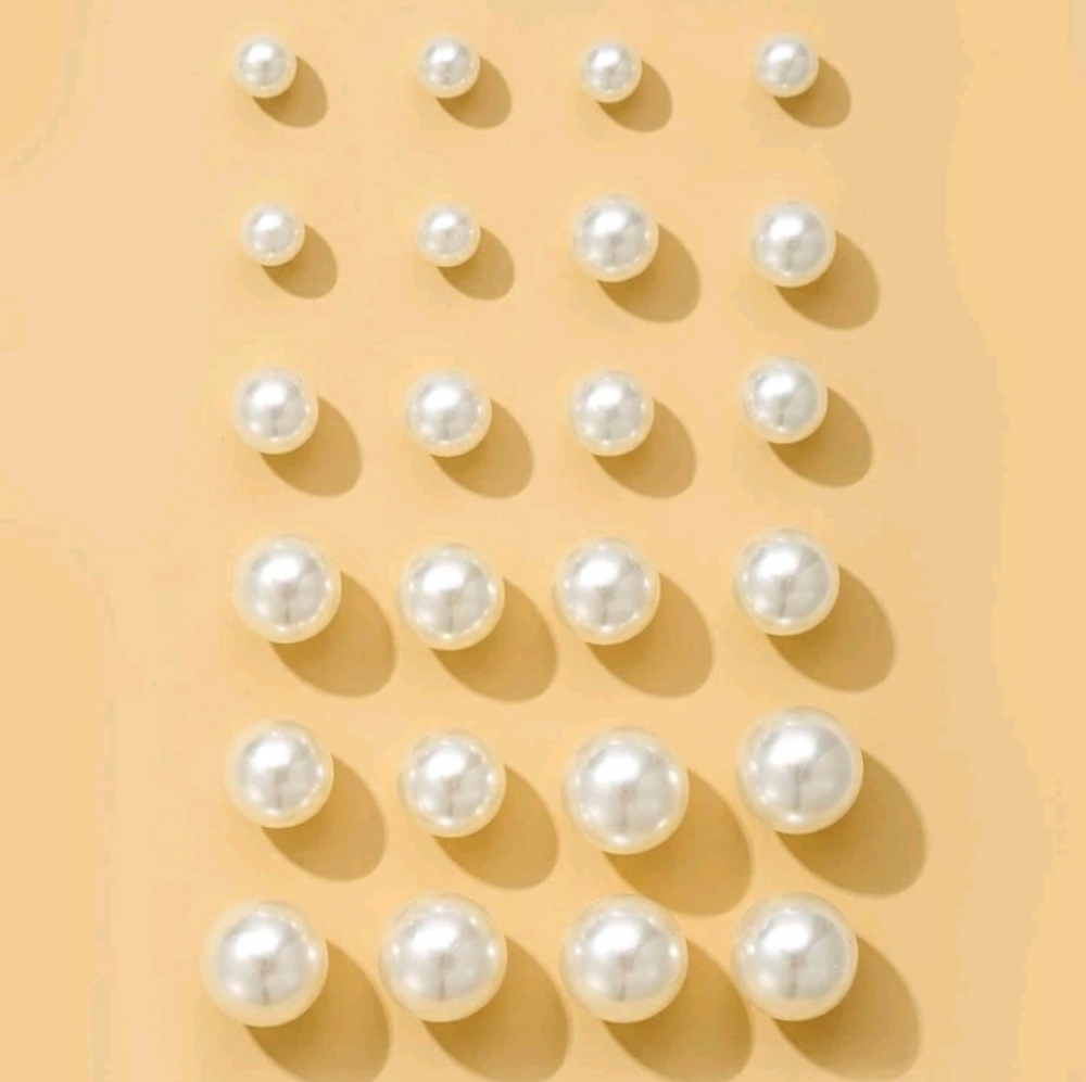 12 pairs Faux Pearl Stud Earrings